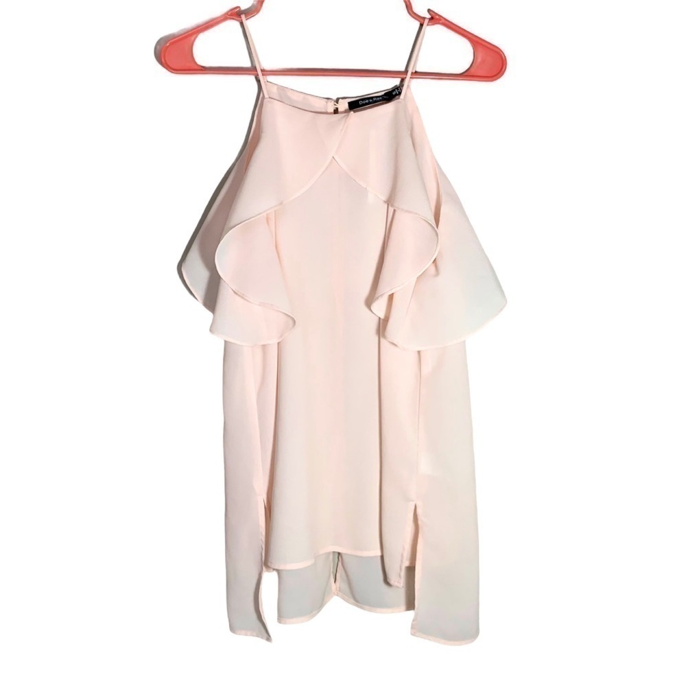 Doe & Rae Halter High Neck Ruffle Tank Top Sz S - Picture 6 of 16